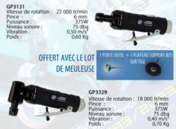 PACK MEULEUSE DROITE GP3131 + MEULEUSE D'ANGLE GP3329  MAE GP3131SET